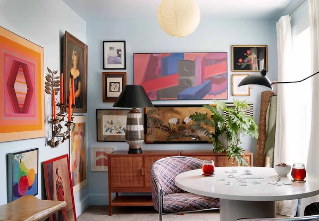 Sitting room featuring ice blue paint color Frozen