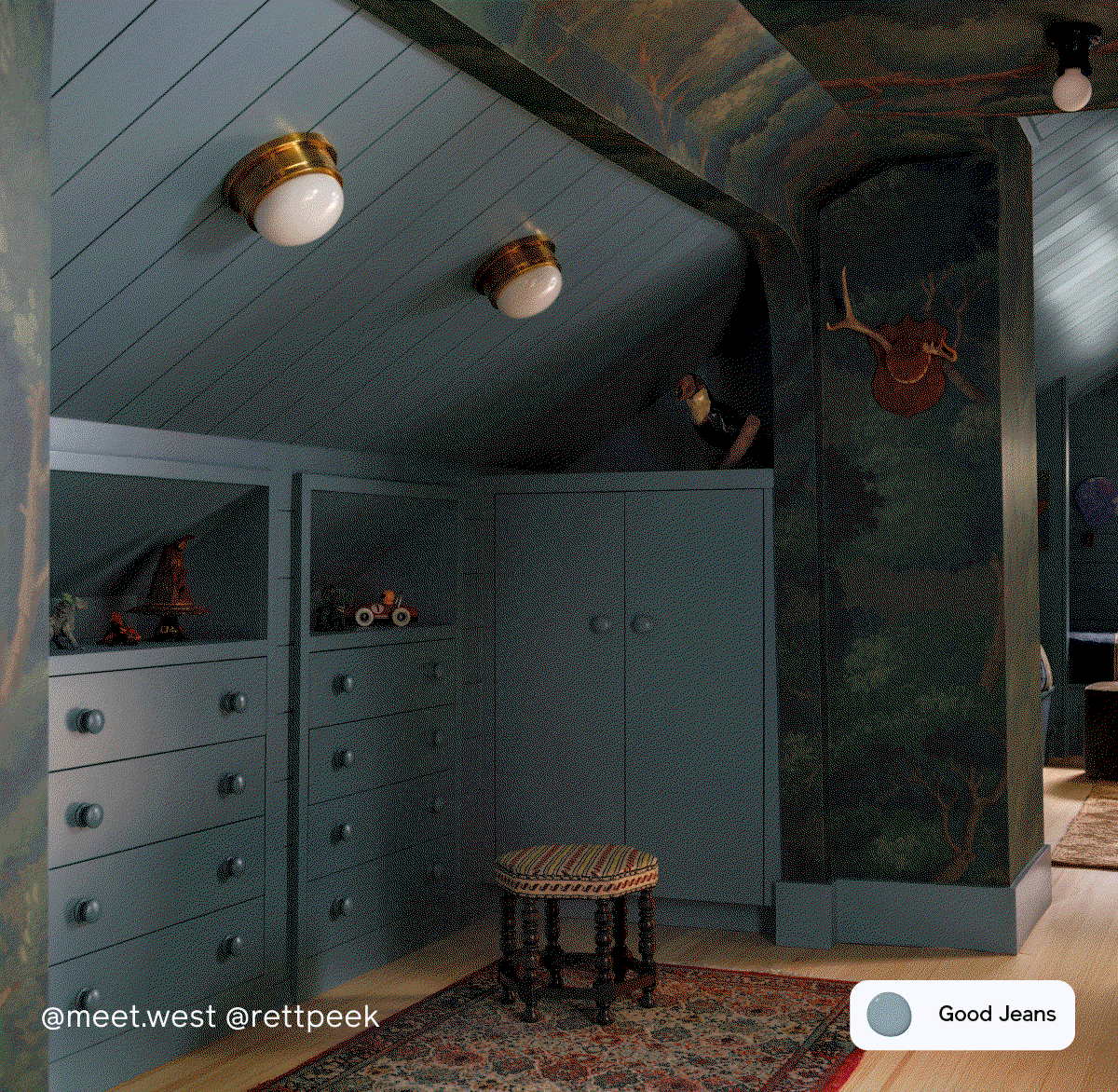 Gif of Clare painted spaces featuring Good Jeans, Meet Cute and Classic
