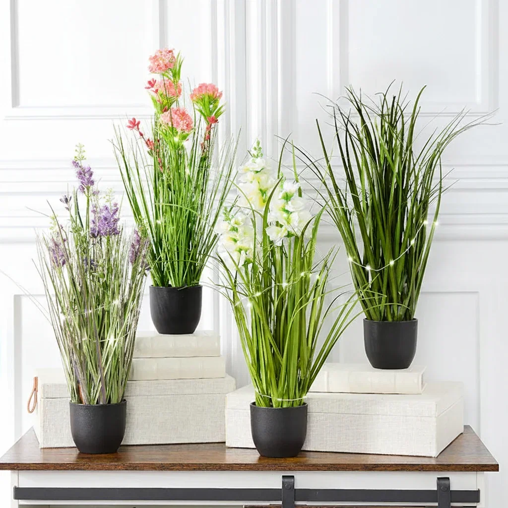 Image of Lighted Flower Indoor Potted Plant
