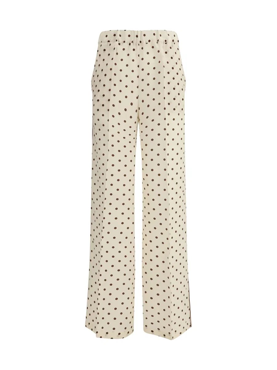 P.A.R.O.S.H. Polka-Dot Silk Trousers Beige