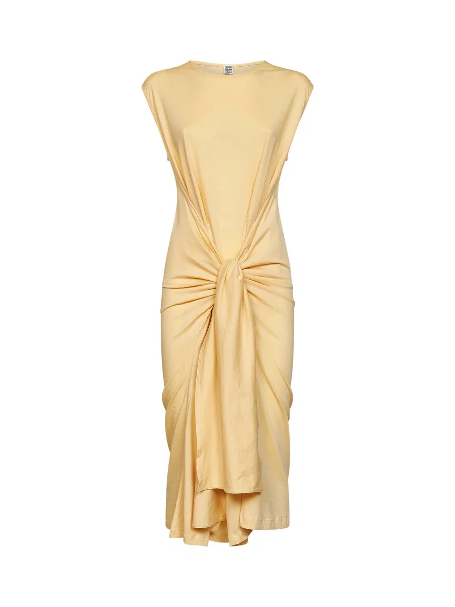 Toteme Tie-Waist Midi Dress Yellow