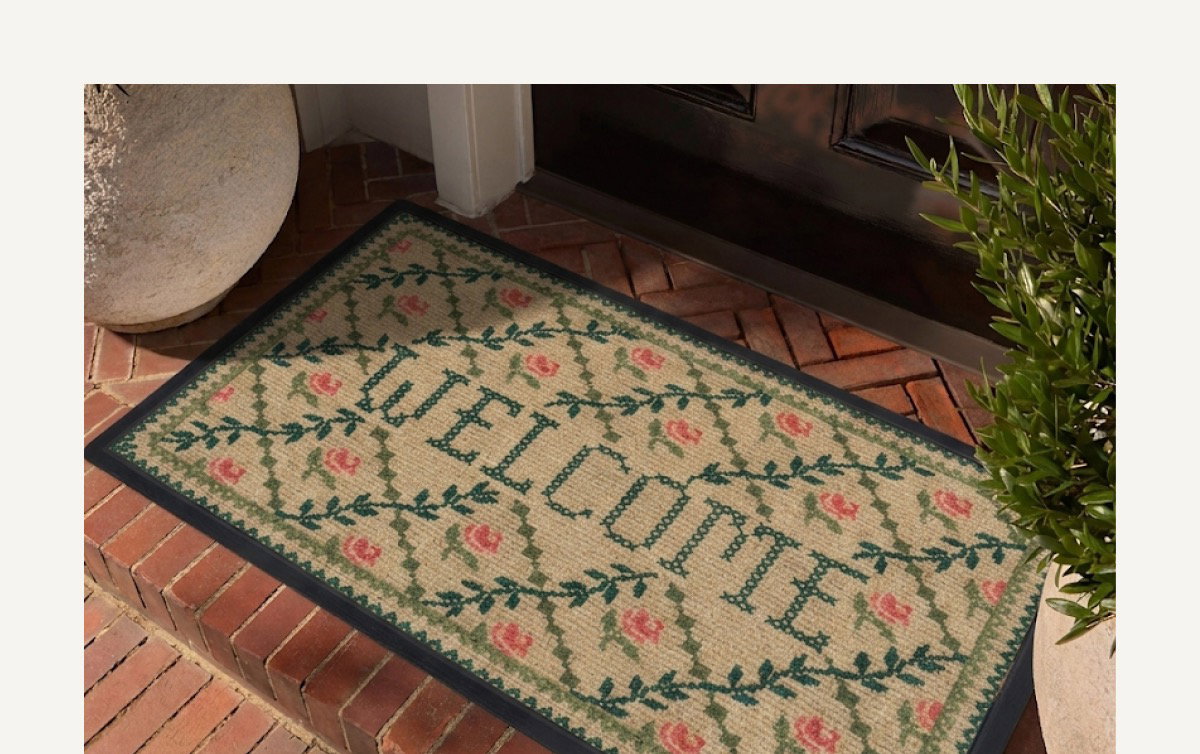 Welcome Trellis Green & Pink Doormat | Shop This Style 