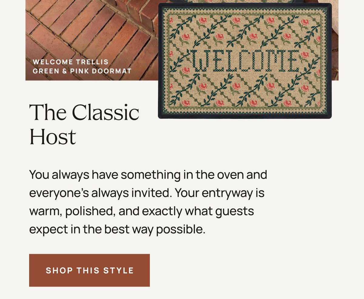 Welcome Trellis Green & Pink Doormat | Shop This Style 