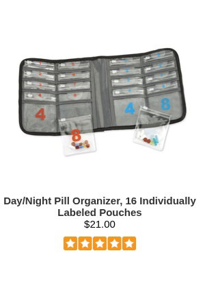 Day/Night Pill Organizer, 16 Individually Labeled Pouches
