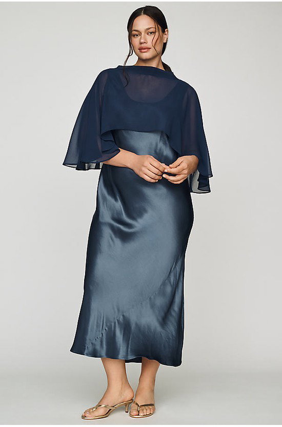 By Anthropologie Overlay Cape Slip Dress