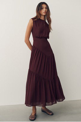 By Anthropologie Waisted Cap-Sleeve Dress