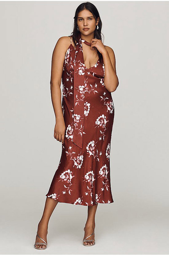 Maeve Clara Scarf-Neck Midi Dress