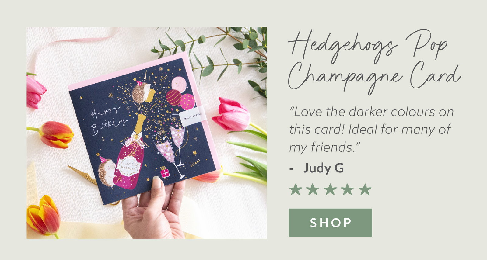 HEDGEHOGS POP CHAMPAGNE BIRTHDAY CARD