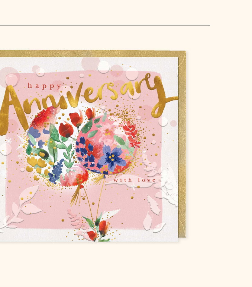 FLORAL BALLOONS ANNIVERSARY CARD