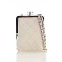 Lambskin CC Kiss-Lock Clutch With Chain Small