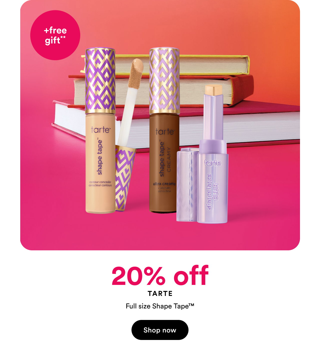 20% off | Tarte | Full size Shape Tape | Shop now