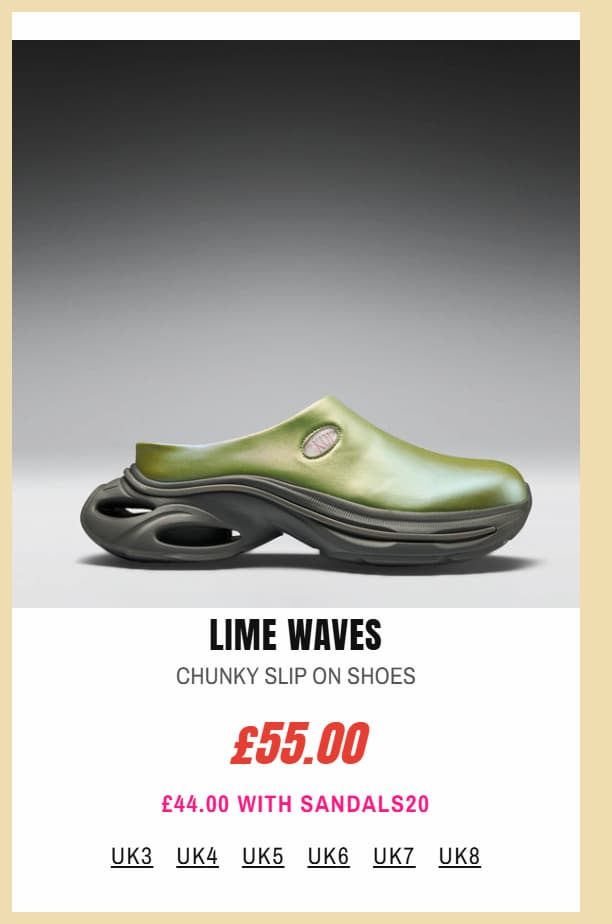 Lime Waves Chunky Slip On Shoes