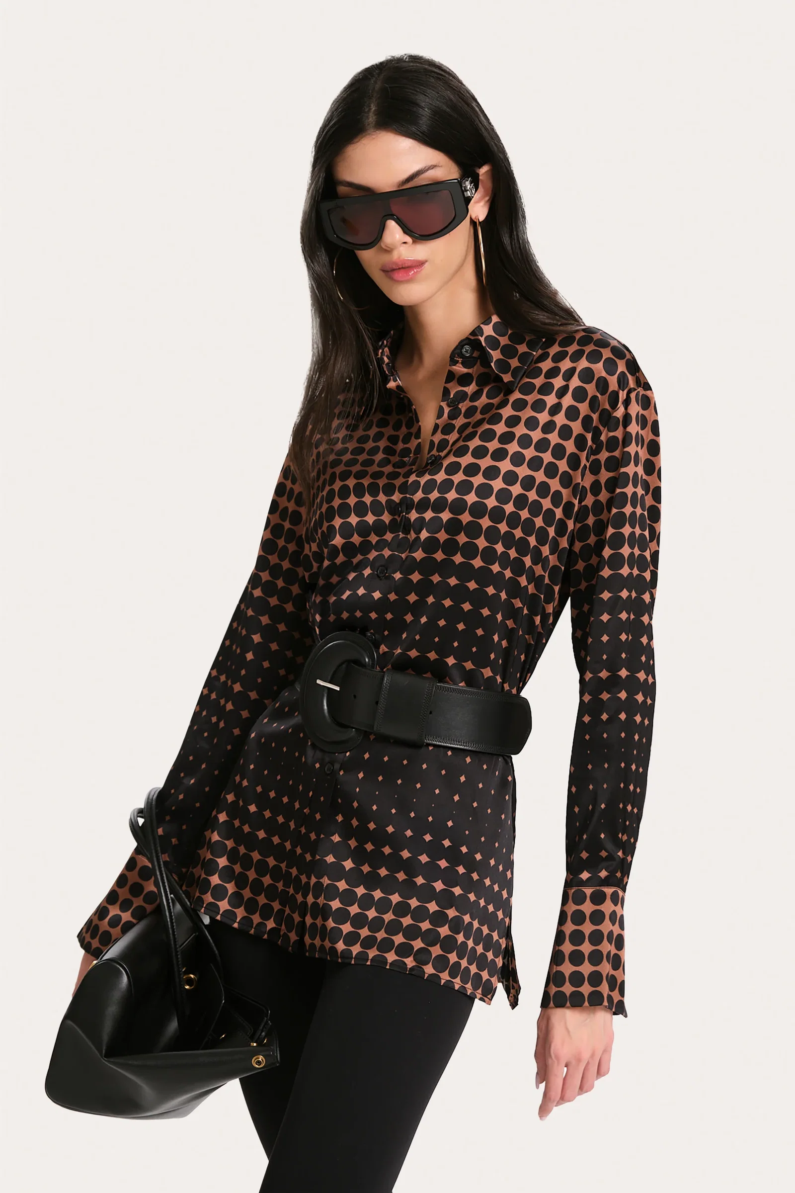 Image of Morgan Silk Charmeuse Dot Shirt