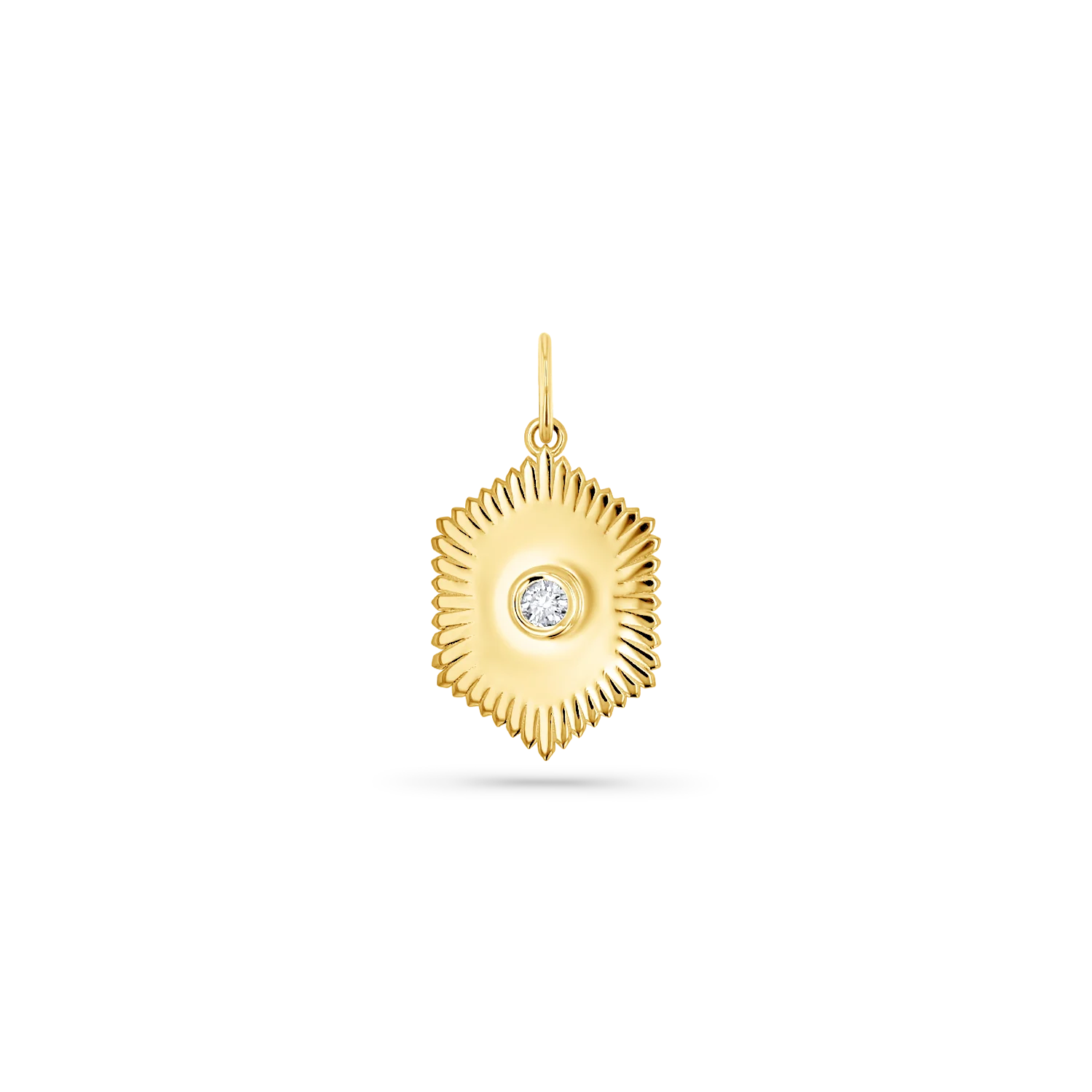 Image of Sunburst Hexagon Diamond Solitaire Charm
