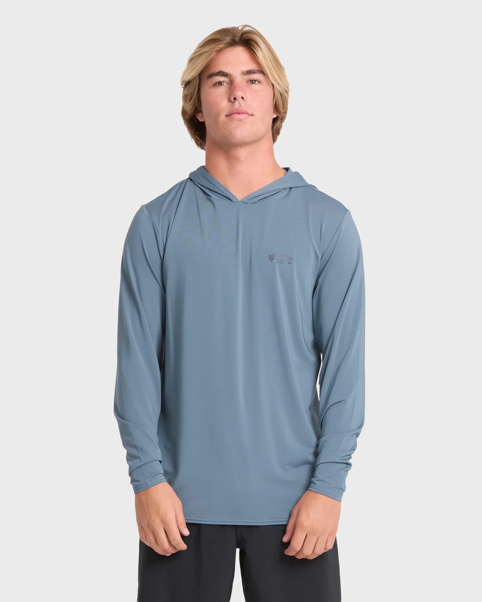 Image of Arch Mesh Hooded Long Sleeve Surf Tee - China Blue