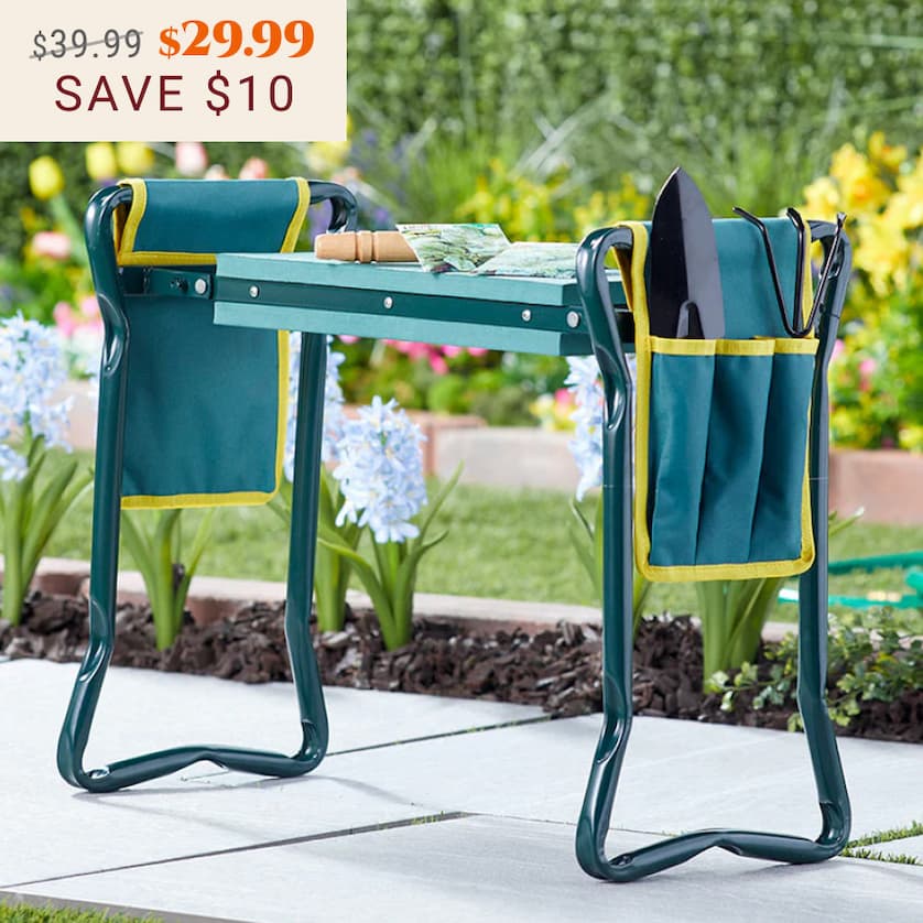 Garden Planting Bench 2 In 1 With Knee Saver And Tool Organizer