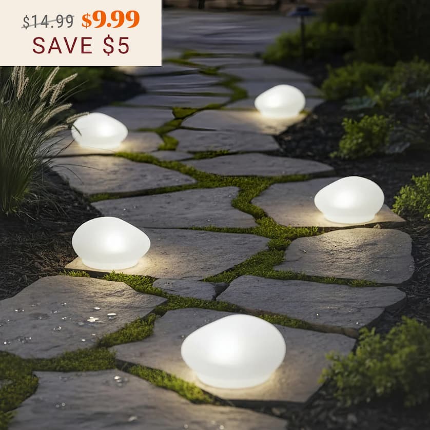 Solar White Rock Light Outdoor Decor