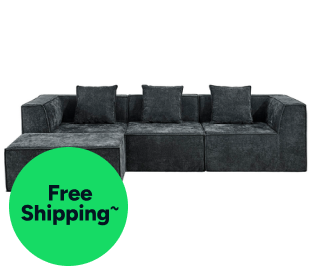 Ovela Softly 3 Seater Compressed Modular Sofa with Ottoman & Cushions Product Image