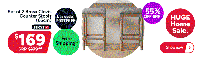 Set of 2 Brosa Clovis Counter Stools (65cm)