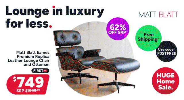 Matt Blatt Eames Premium Replica Leather Lounge Chair and Ottoman