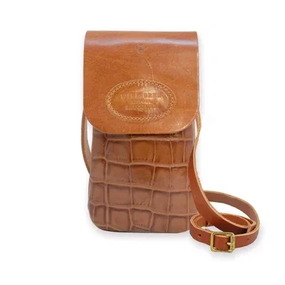 Phone Bag in Tan Croc