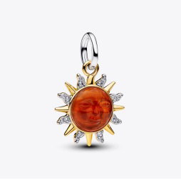 Swirling Sun Two-Tone Dangle Charm