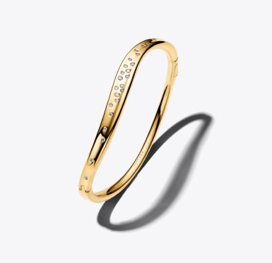 Organically Shaped Stone-Set Bangle