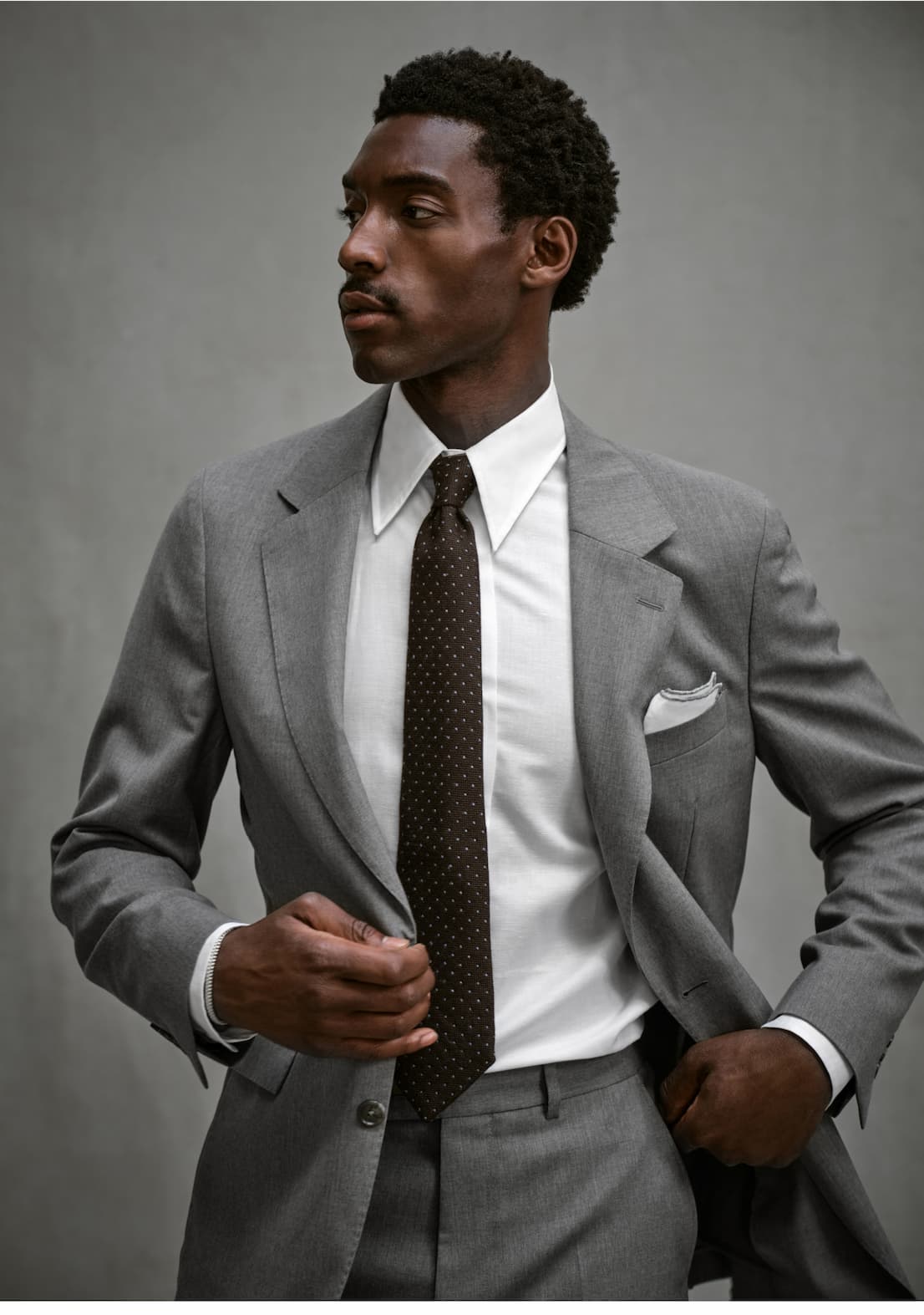 Italian Cotton-Linen Long Point Collar Dress Shirt