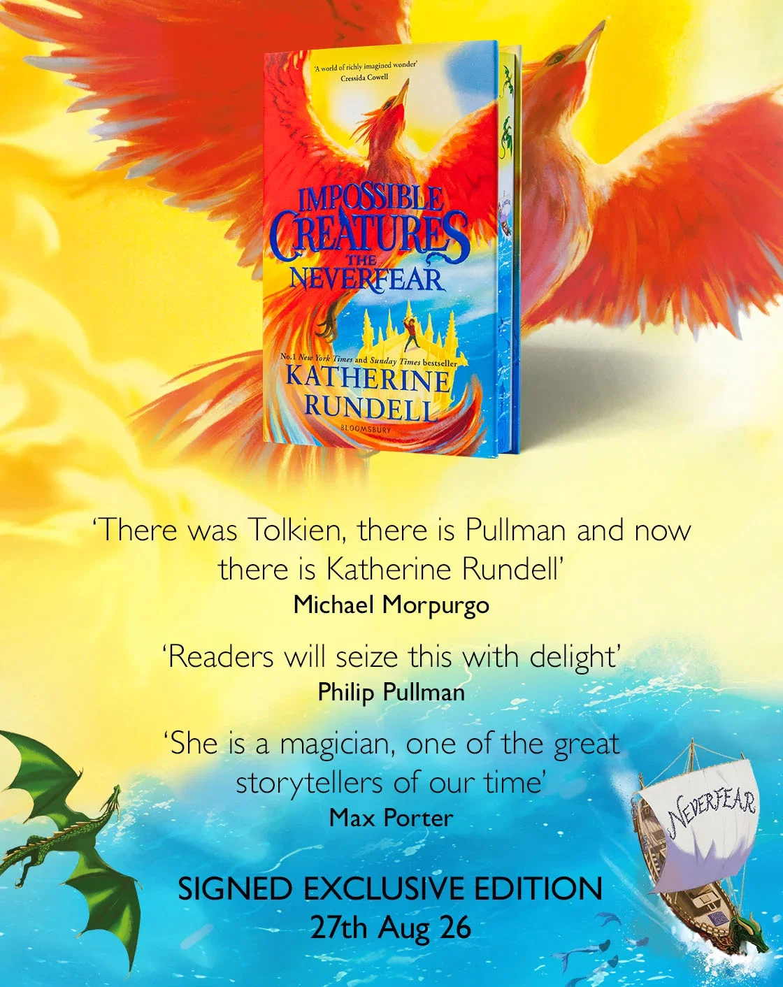  The Neverfear by Katherine Rundell | 'There was Tolkien, there is Pullman and now there is Katherine Rundell' - MICHAEL MORPURGO | 'Readers will seize this with delight' - PHILIP PULLMAN | 'She is a magician, one of the great storytellers of our time' - MAX PORTER | Signed Exclusive Edition | 27th Aug
