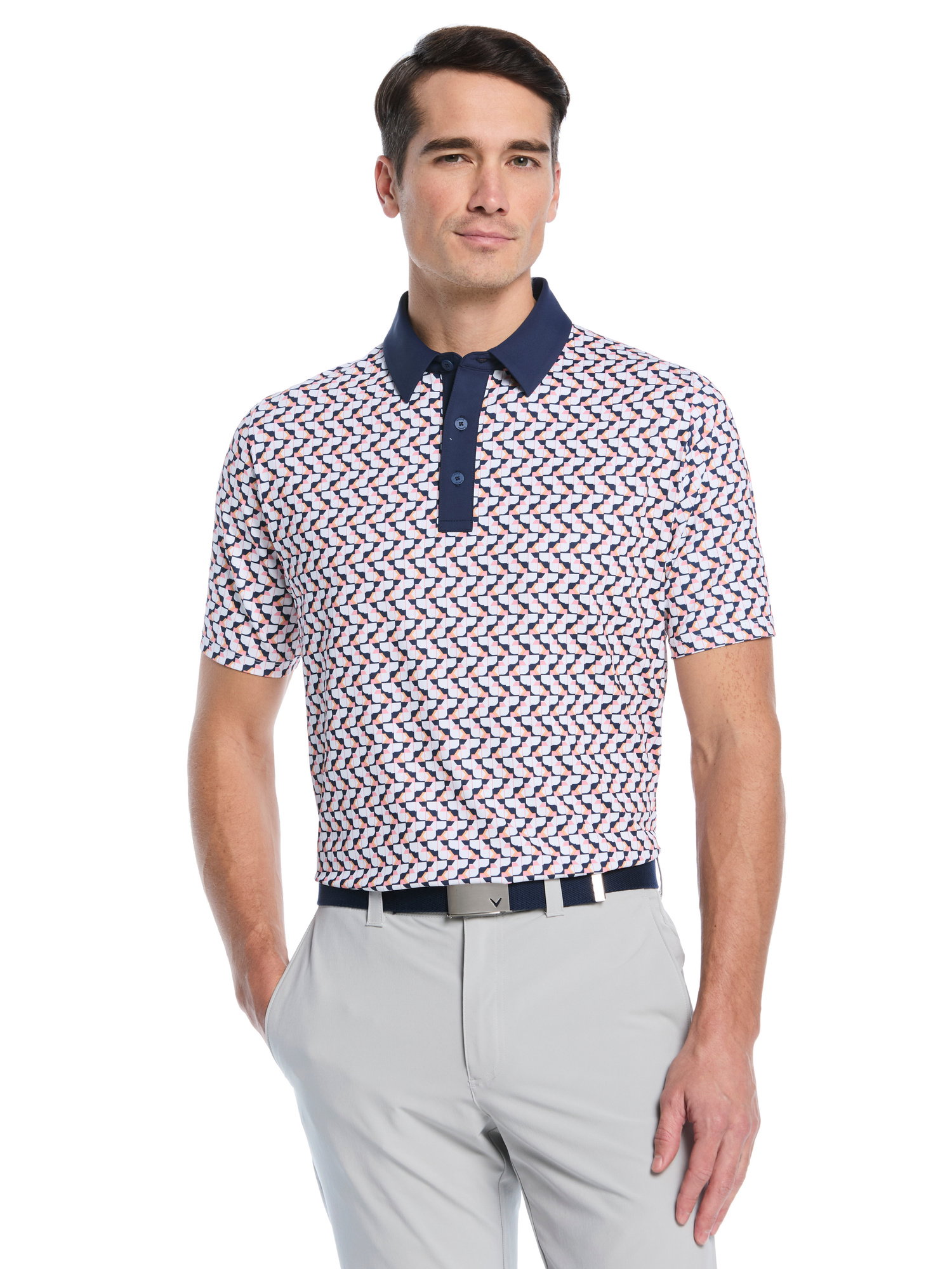 Mens Resort Geo Print Golf Polo Mens Resort Geo Print Golf Polo