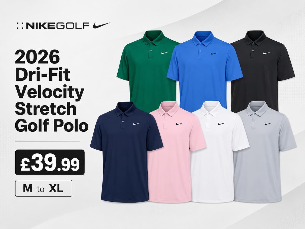 Nike Mens 2026 Dri-Fit Good Velocity Solid Wicking Stretch Golf Polo Shirt