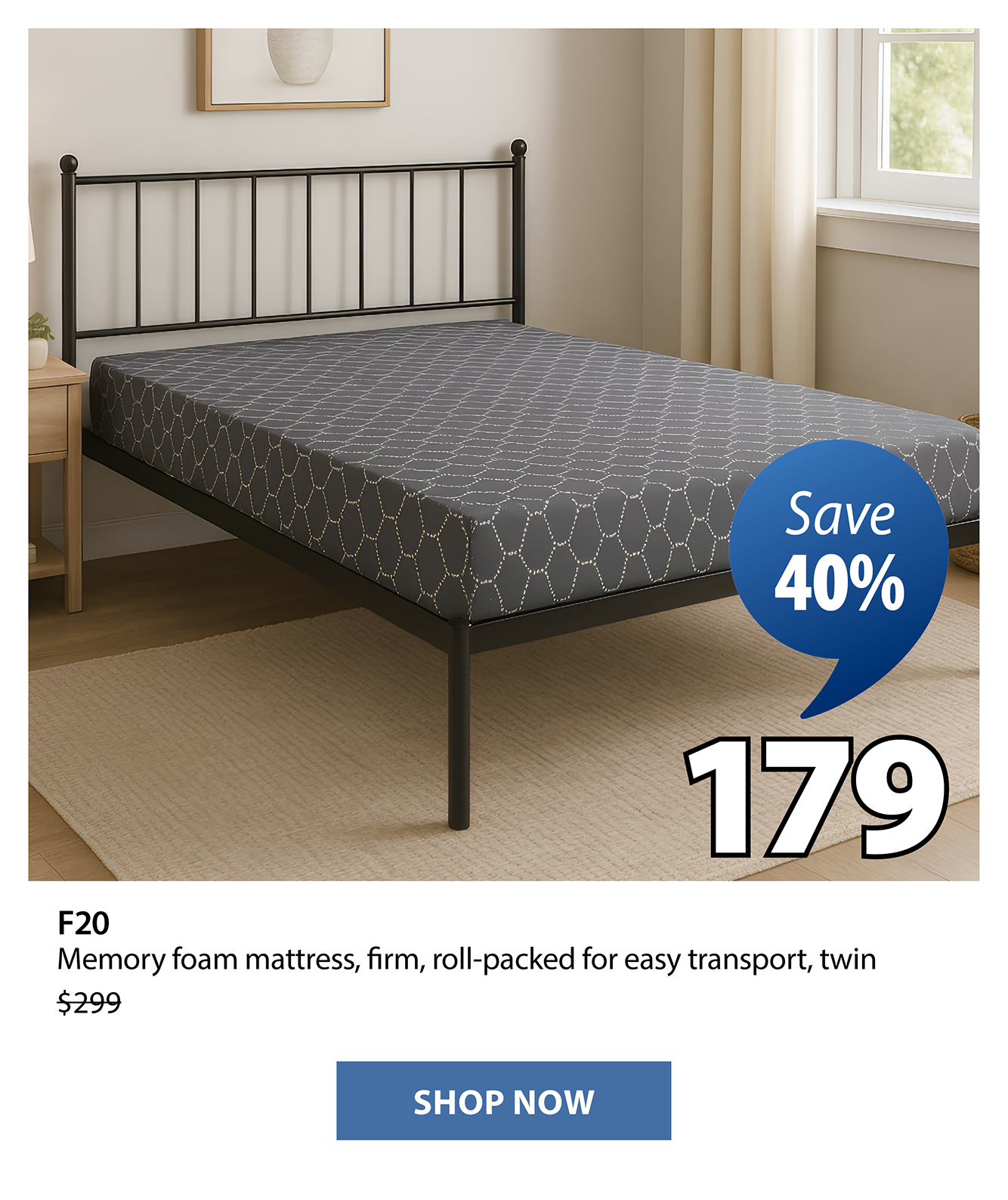 F20 Memory foam mattress | Save 40%
