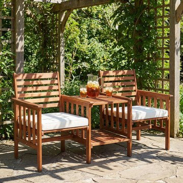 Acacia Wood Patio Loveseat Conversation Set 