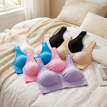 6-Pack: Ladies Single Layer Seamless Sports Bra