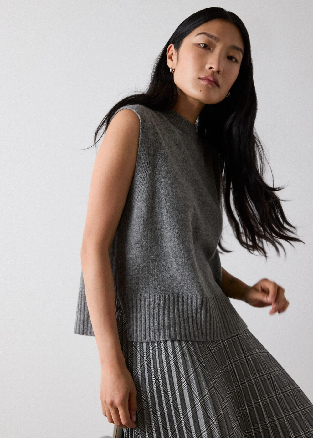 Grey Wool Sleeveless Tank