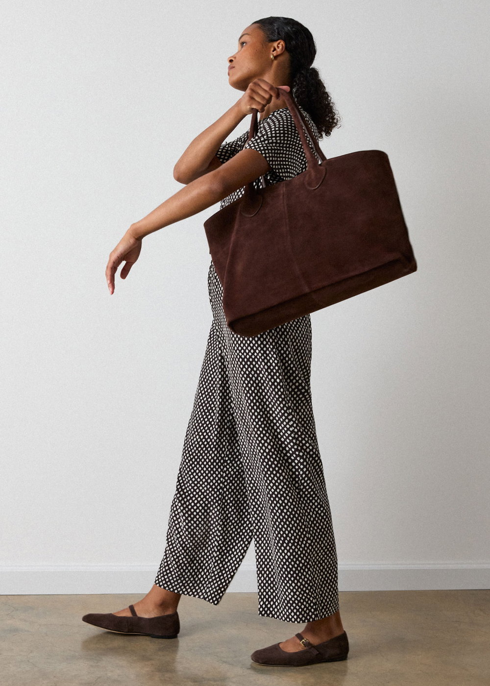 Chocolate Leandra Suede Tote Bag