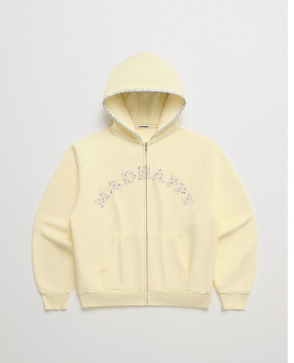 Ditsy Cooper Fleece Zip Up - Coconut Cream