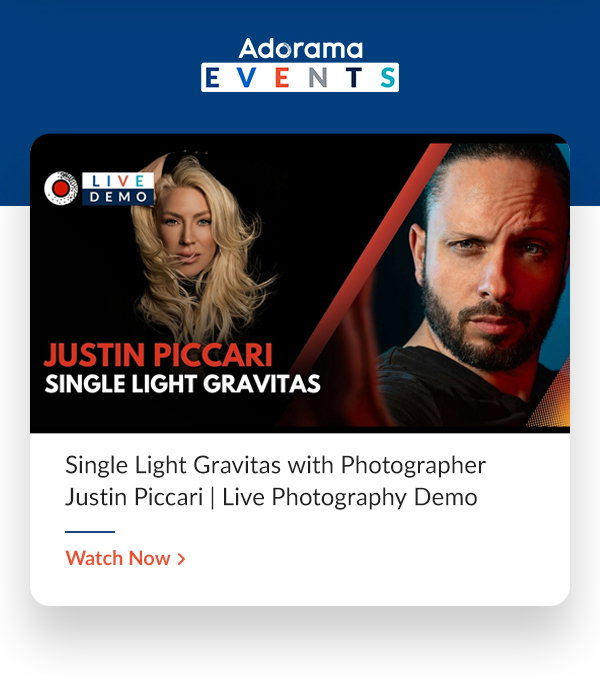 Adorama Events | Single Light Gravitas with Photographer Justin Piccari | Live Photography Demo 