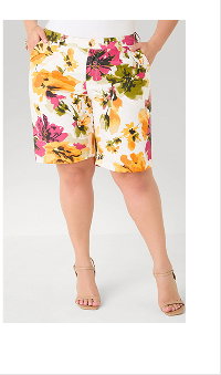 Watercolor Floral Print Shorts