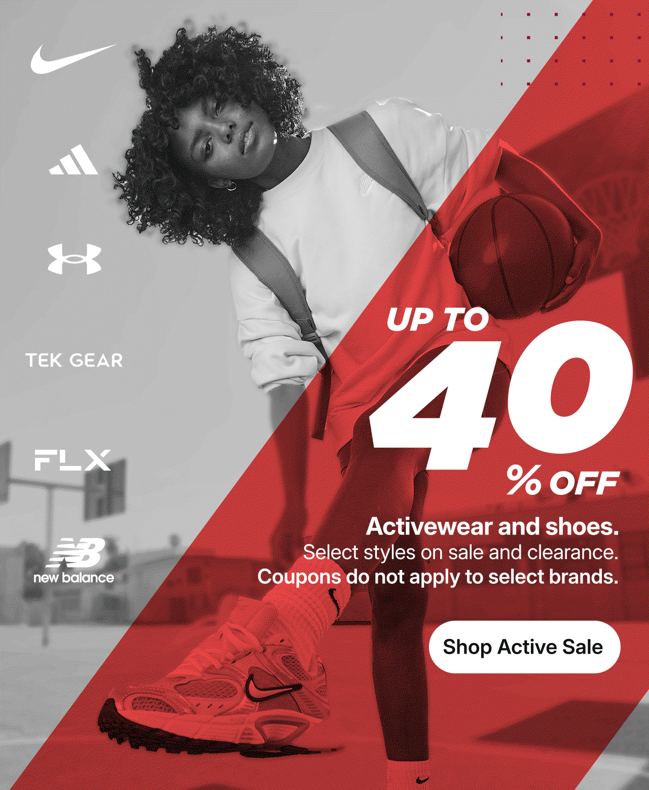 up to 40% off activewear and shoes
