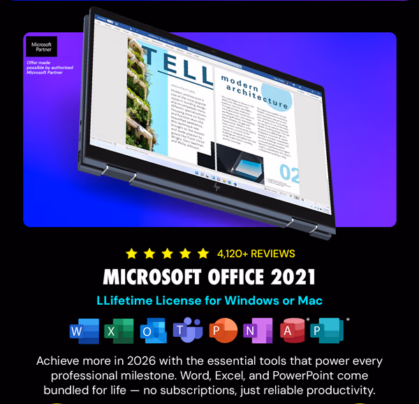 Microsoft Office 2021 for Windows or Mac: Lifetime License