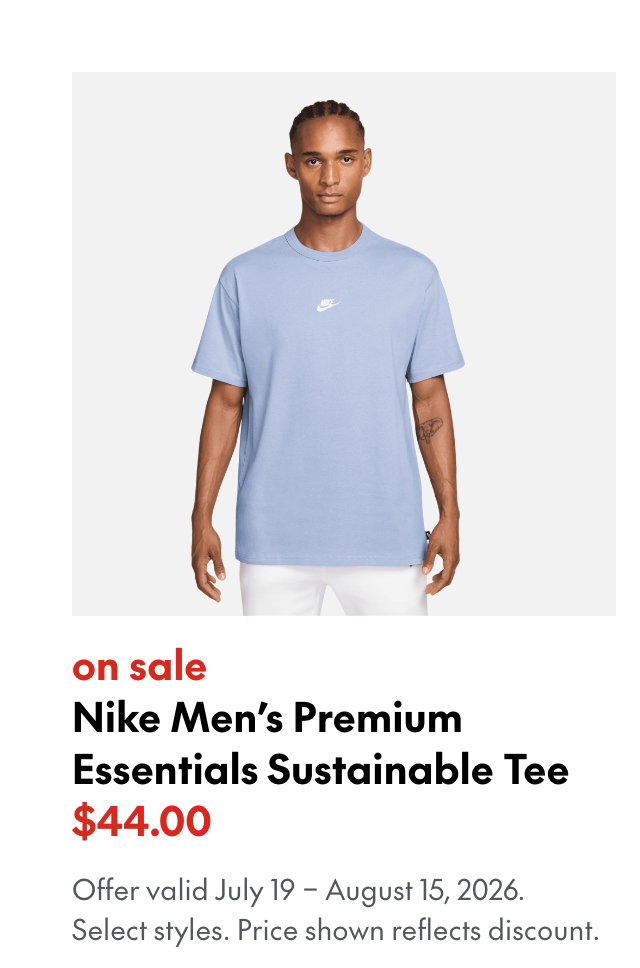 Nike Men's Premium Essentials Sustainable Tee
sale
44.00
Select styles.