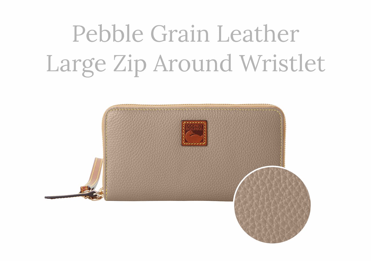 Pebble Grain Large Zip Around Wristlet