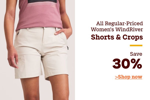 All Regular-Priced Women's WindRiver Shorts + Crops Save 30%