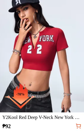 Y2Kool Red Deep V-Neck New York...