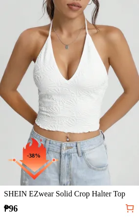 SHEIN EZwear Solid Crop Halter Top