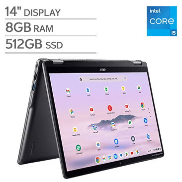 Acer Chromebook Plus Spin 514 14” Laptop with Google AI and Intel Core i5 Processor