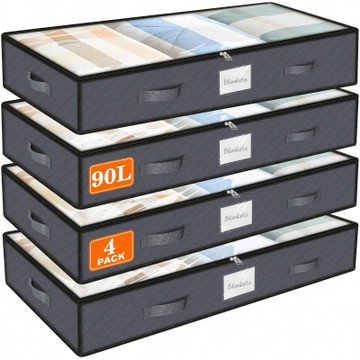 4-Pack Storage Bins With Clear Top