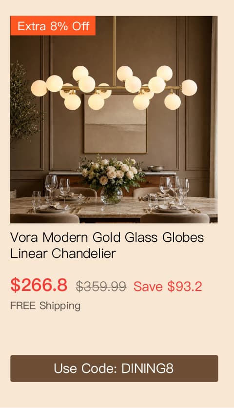 Vora Modern Gold Glass Globes Linear Chandelier