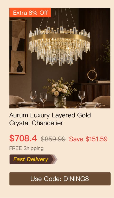 Aurum Luxury Layered Gold Crystal Chandelier